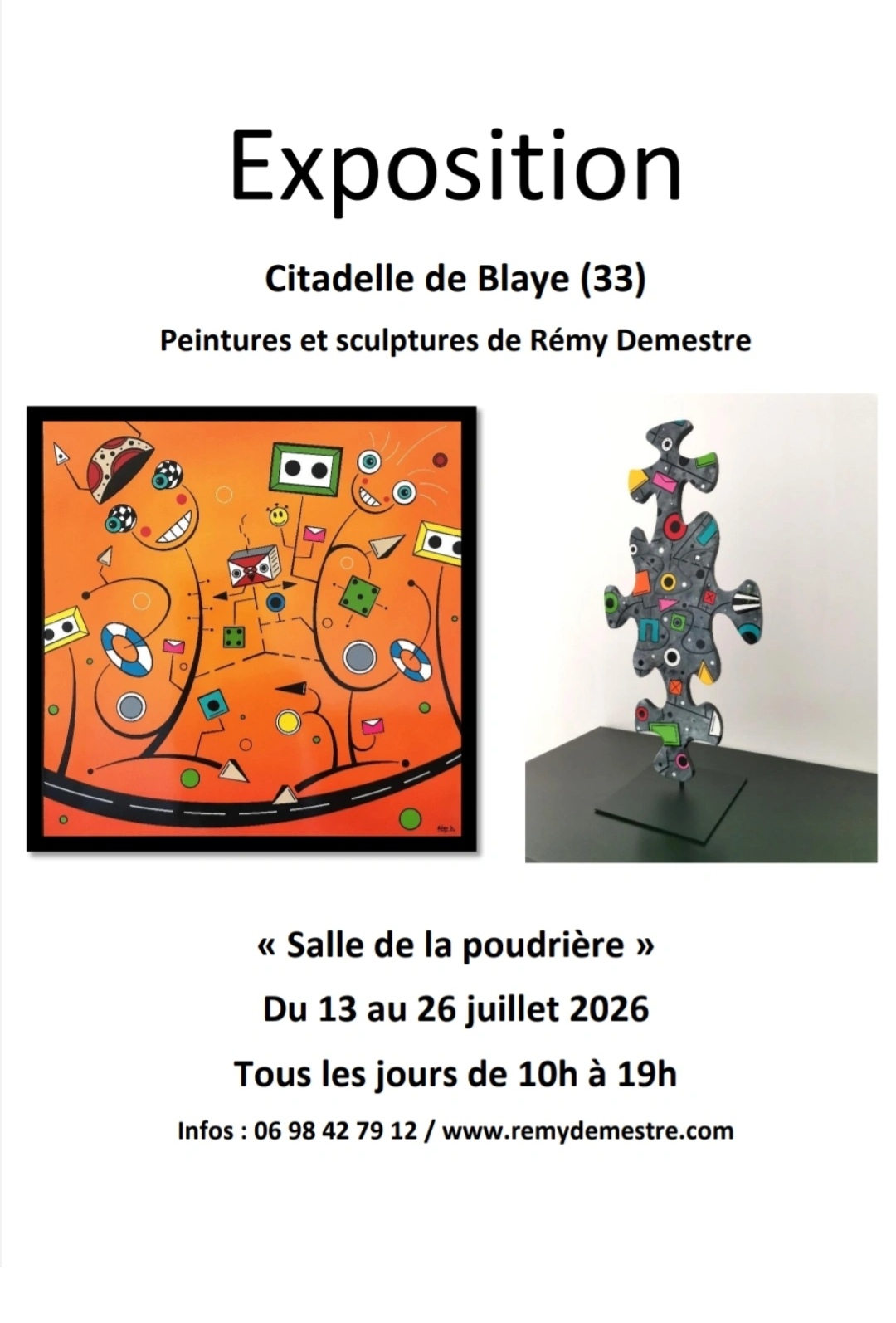 Exposition à Blaye salle de la poudrière du 13 au 26 juillet 2026