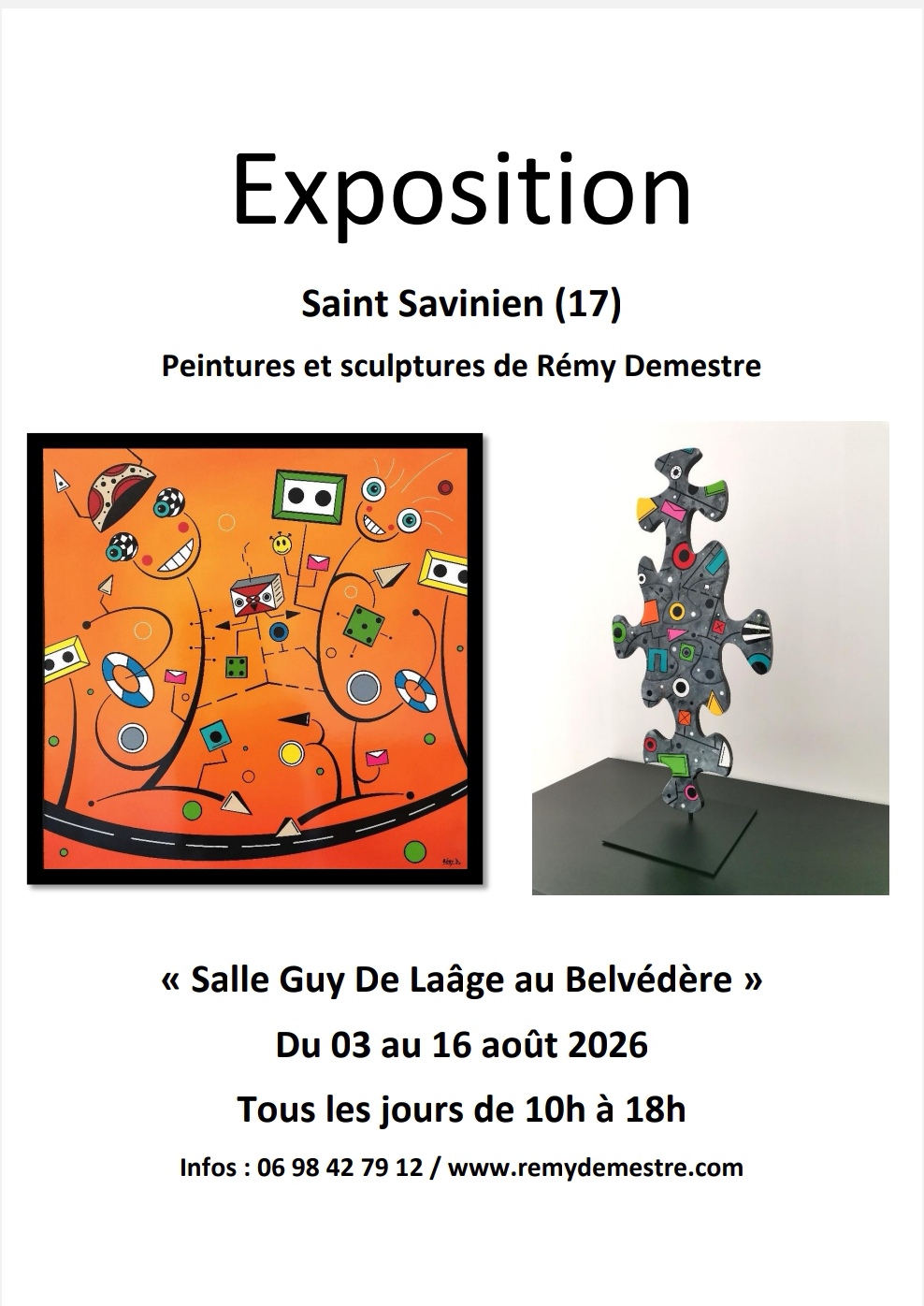 Exposition à Saint-Savinien salle Guy De Laâge du 03 au 16 août 2026